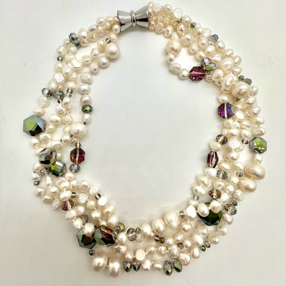 GORGEOUS Pearl Heliotrope Statement Necklace